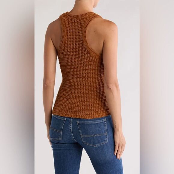 Madewell Crochet-Knit Crewneck Sweater Tank Warm Coffee XL - Picture 2 of 13